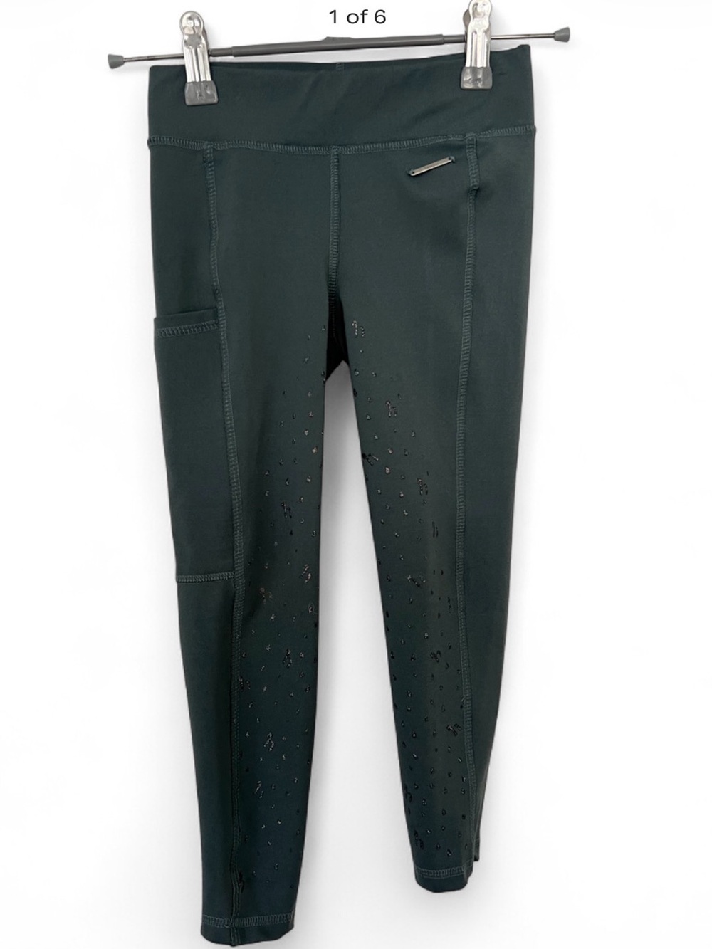 Kids Dark Grey riding tights full seat breeches with Grip Dots and Side Pocket